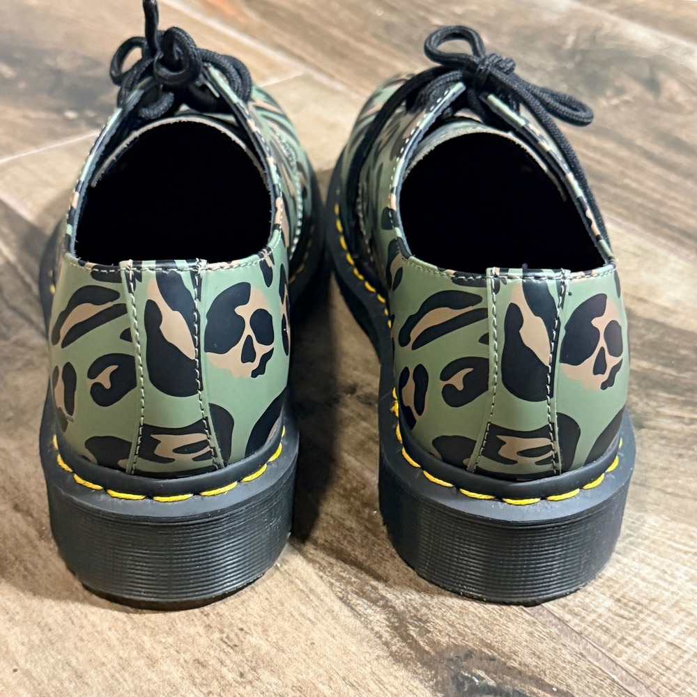 Dr. Martens 1461 Distorted Leopard Print Leather Oxford Shoes,Green, 7M/ 8W - Picture 7 of 13
